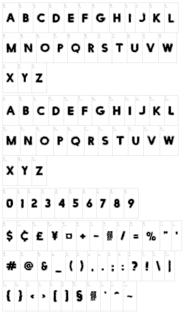 White Submarine font map